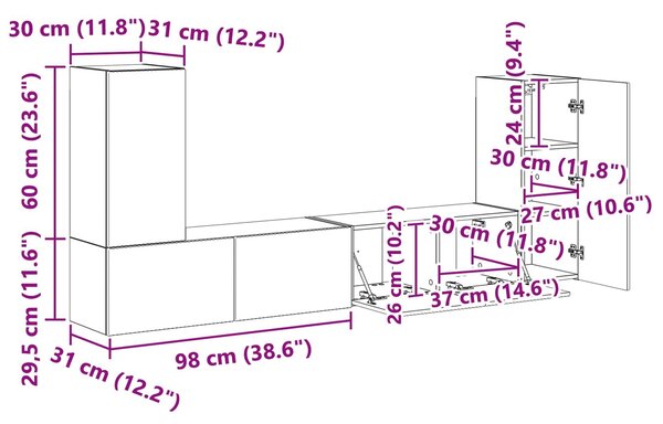 VidaXL 4 pcs Fekete