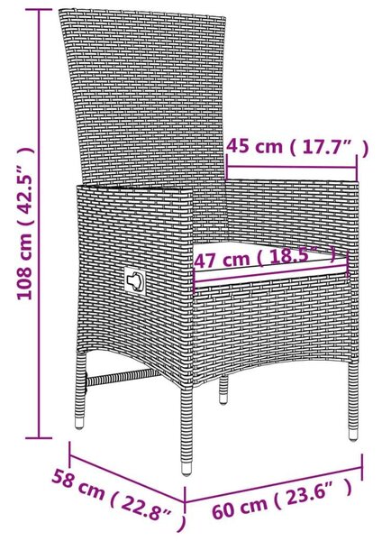 VidaXL Kerti Garnitúra - 3 részes - Bézs Polirattan