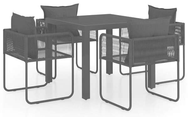 5 részes fekete pvc rattan kerti étkezőgarnitúra