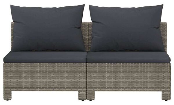 2 személyes szürke polyrattan kerti kanapé párnákkal