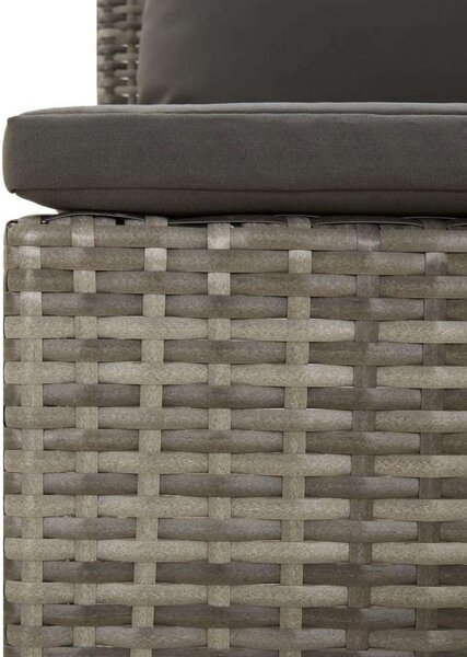 2 személyes szürke polyrattan kerti kanapé párnákkal