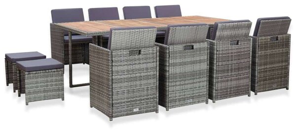 VidaXL Kerti Étkezőgarnitúra - Polyrattan - 13 részes