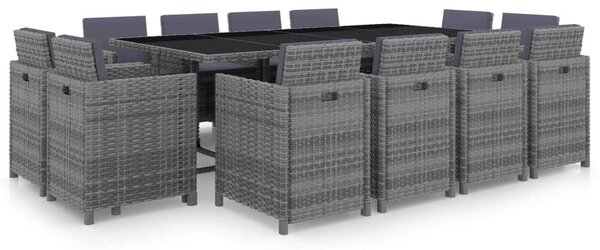 VidaXL Polyrattan Étkezőgarnitúra - 13 Fős - Antracit Szürke
