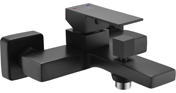 Laveo Kvadrato, fali kádcsaptelep Orca kézizuhany-szettel, 150 mm, matt fekete, LAV-BLQA710D