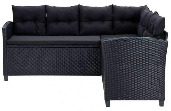 Polyrattan Kertbútor Szett - 6 részes - Fekete