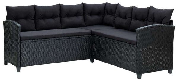 Polyrattan Kertbútor Szett - 6 részes - Fekete