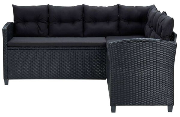 Polyrattan Kertbútor Szett - 6 részes - Fekete