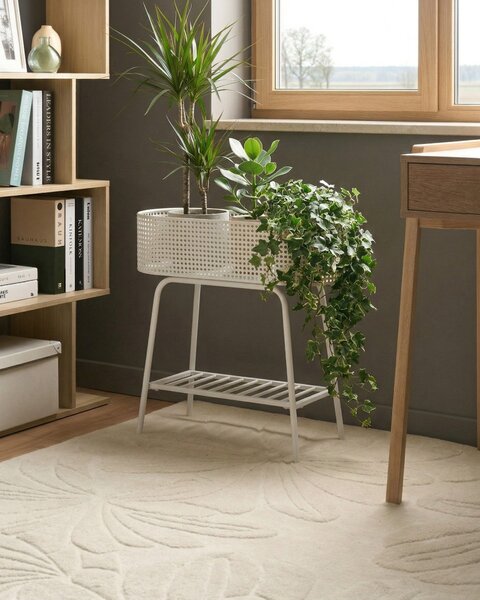 Virágállvány LINNAEA Fém 60 cm Fehér