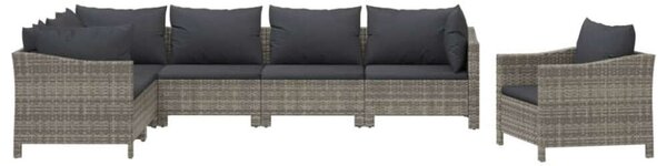VidaXL 7 részes szürke polyrattan kerti ülőgarnitúra párnákkal