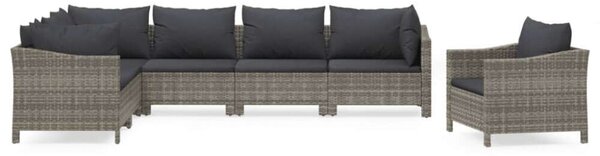 VidaXL 7 részes szürke polyrattan kerti ülőgarnitúra párnákkal