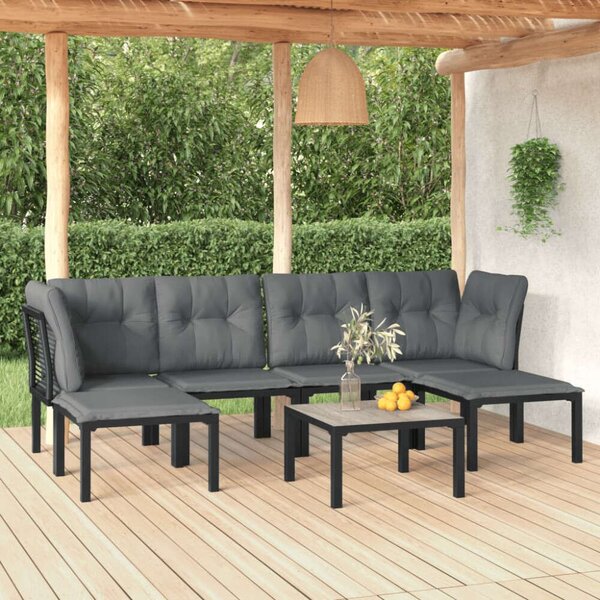 7 Részes Polyrattan Kertbútor Szett - Fekete-Szürke