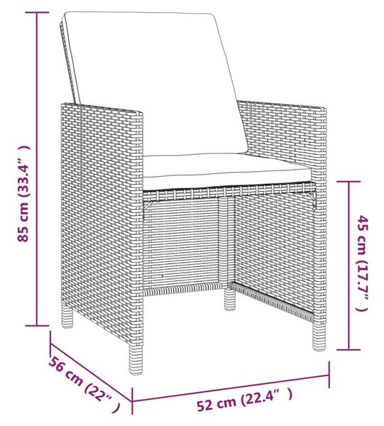 VidaXL Kerti Étkezőgarnitúra - 5 részes - Fekete Polyrattan