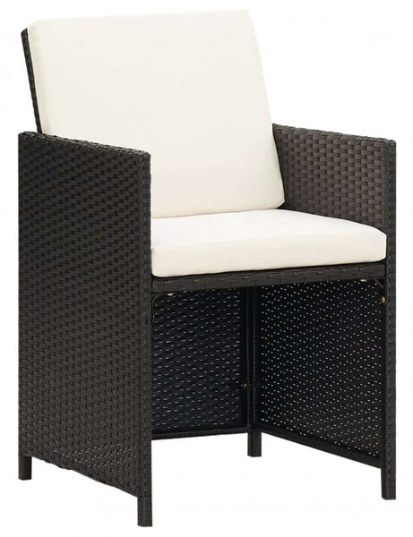 VidaXL Kerti Étkezőgarnitúra - 5 részes - Fekete Polyrattan