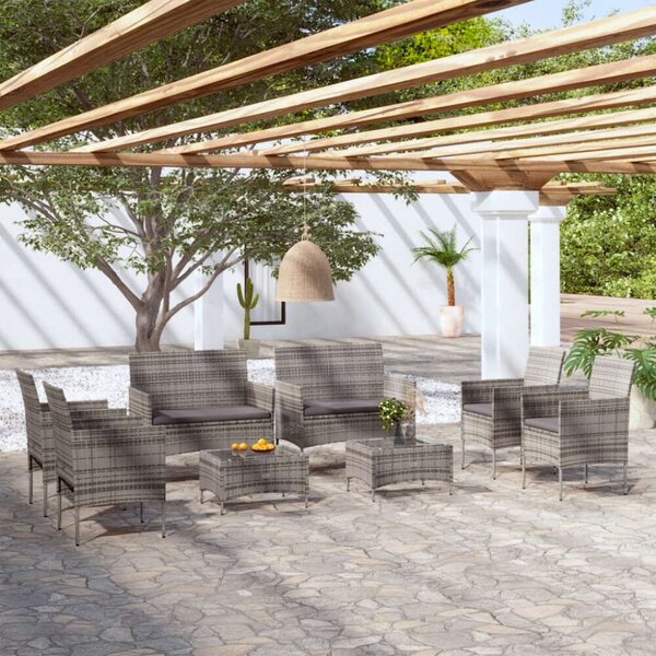 VidaXL Polyrattan Kerti Bútorszett - 8 részes - Szürke