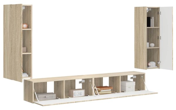 VidaXL TV falit kabinet szett 4 pcs Sonoma tölgy Faanyag