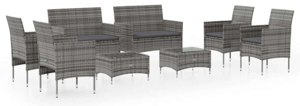 VidaXL Polyrattan Kerti Bútorszett - 8 részes - Szürke
