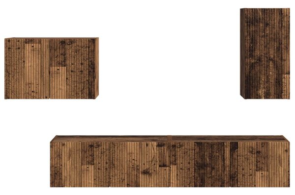 VidaXL TV falit kabinet szett Falra szerelhető 4 pcs Öreg fa Faanyag