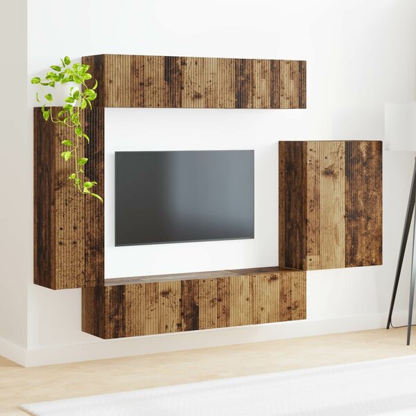 VidaXL TV falit kabinet szett Falra szerelhető 6 pcs Öreg fa