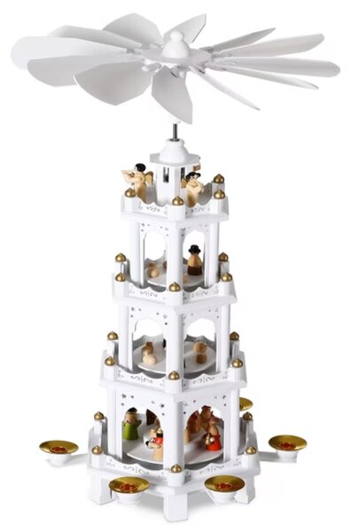 MERRY karácsonyi piramis, 60x20x20cm, fehér Spielwerk