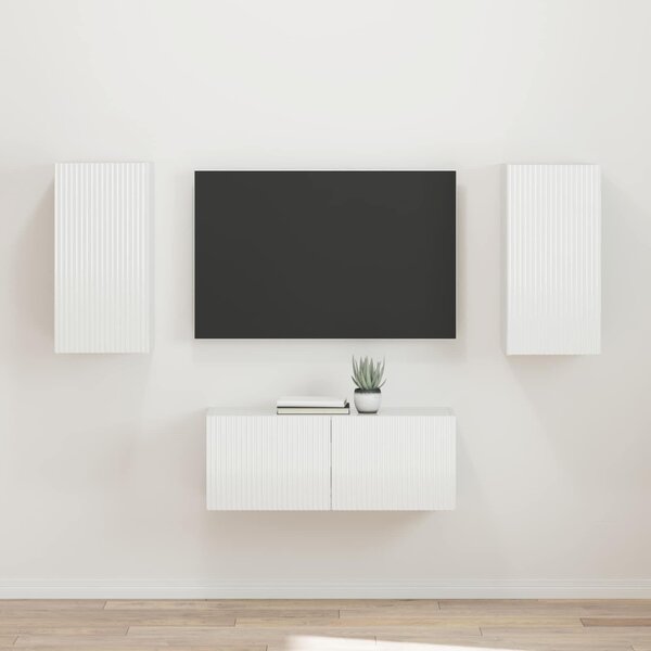 VidaXL TV szekrény garnitúra 2 pcs Magas Fényű Fehér Faanyag