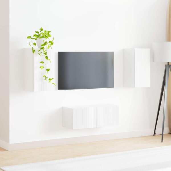 VidaXL TV szekrény garnitúra 2 pcs Magas Fényű Fehér Faanyag