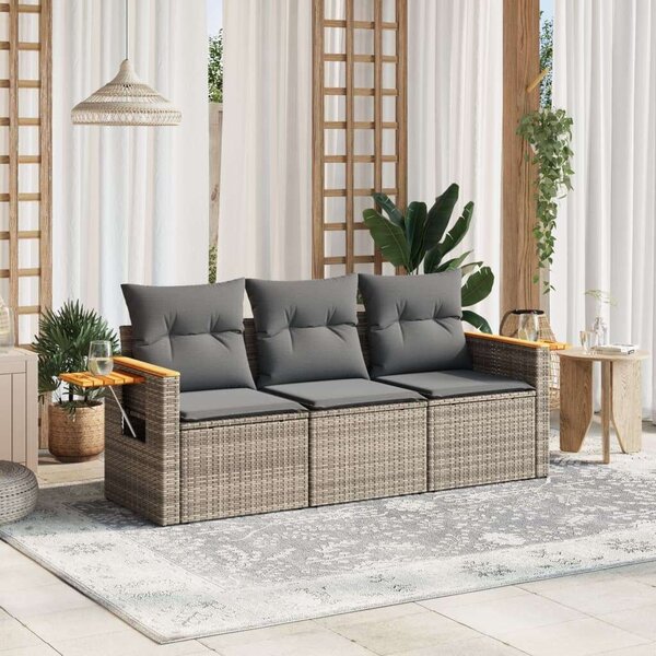 VidaXL 3 részes Polyrattan Kerti Ülőgarnitúra - Szürke