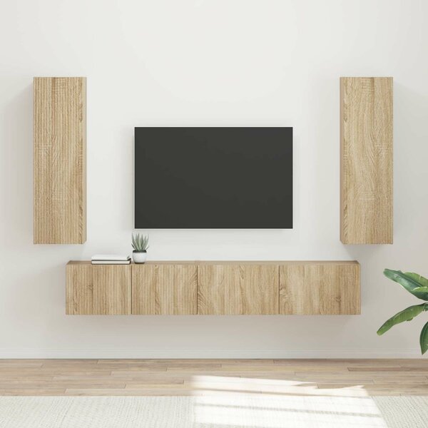 VidaXL TV szekrény garnitúra 3 pcs Sonoma tölgy Faanyag
