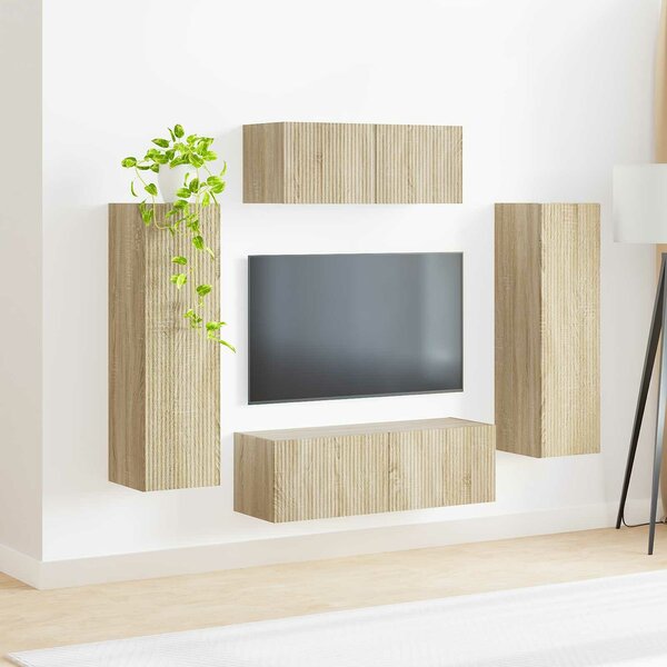VidaXL TV szekrény garnitúra 3 pcs Sonoma tölgy Faanyag