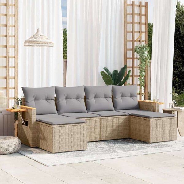 VidaXL Polyrattan Kerti Ülőgarnitúra - 6 részes - Bézs