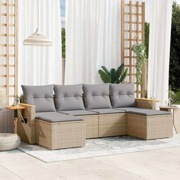 VidaXL Polyrattan Kerti Ülőgarnitúra - 6 részes - Bézs