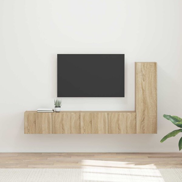 VidaXL TV szekrény garnitúra 3 pcs Sonoma tölgy Faanyag