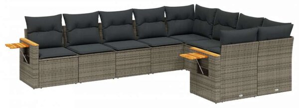 VidaXL Polyrattan Kerti Ülőgarnitúra - 9 részes - Szürke