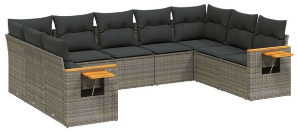 VidaXL Polyrattan Kerti Ülőgarnitúra - 9 részes - Szürke