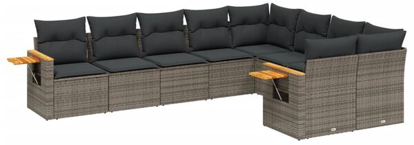 VidaXL Polyrattan Kerti Ülőgarnitúra - 9 részes - Szürke