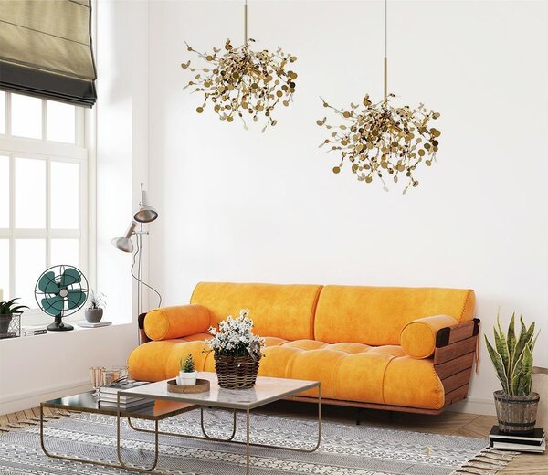 King Home Monete Single Arany Fém Függőlámpa Lebegő Érmékkel