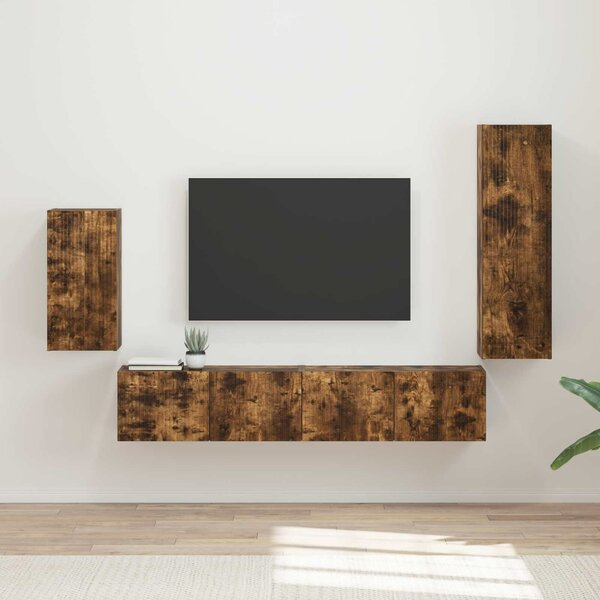 VidaXL TV szekrény garnitúra 4 pcs Füstölt tölgy Faanyag