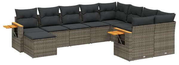 VidaXL Polyrattan Kerti Ülőgarnitúra - 10 részes - Szürke