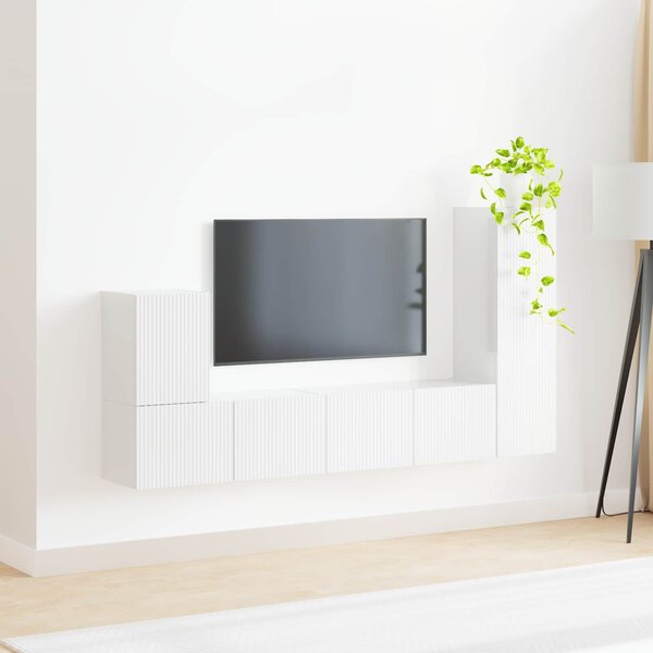 VidaXL TV szekrény garnitúra 3 pcs Magas Fényű Fehér Faanyag