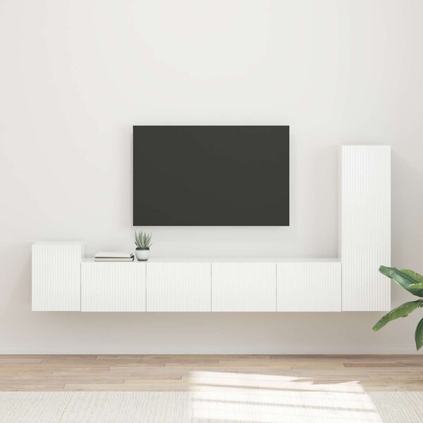 VidaXL TV szekrény garnitúra 3 pcs Magas Fényű Fehér Faanyag