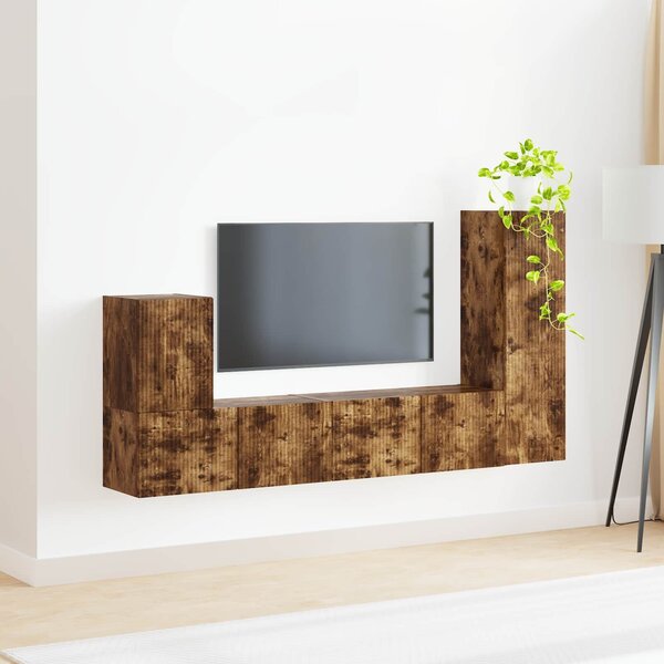 VidaXL TV szekrény garnitúra 3 pcs Füstölt tölgy Faanyag