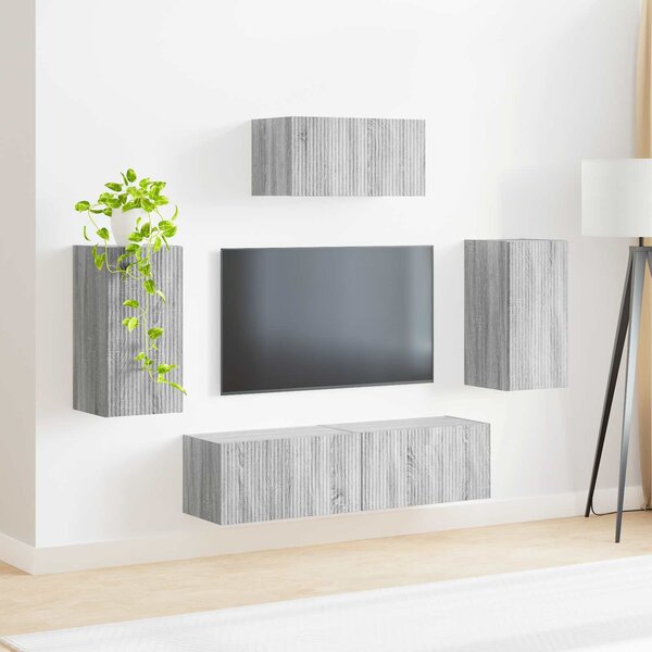 VidaXL TV szekrény garnitúra 5 pcs Szürke Sonoma Faanyag