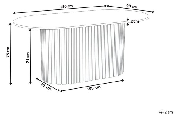 Étkezőasztal LUNNIN Világos tölgy 90 cm 180 cm
