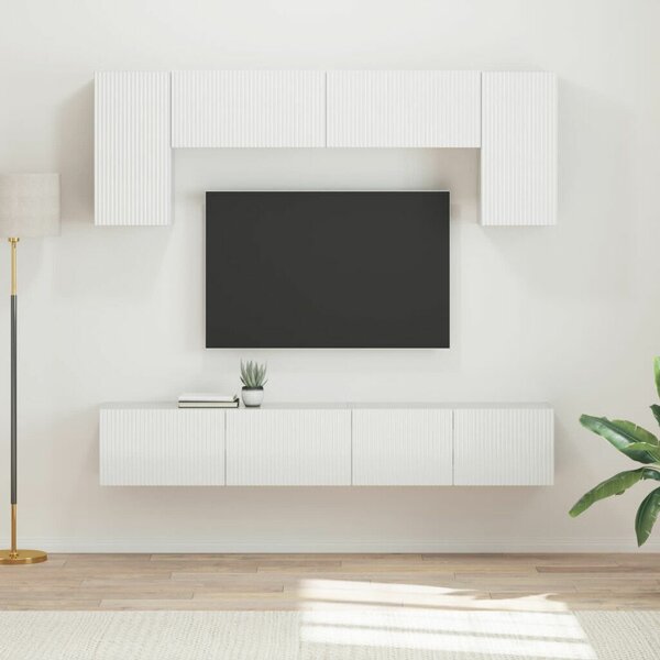VidaXL TV szekrény garnitúra 4 pcs Magas Fényű Fehér Faanyag