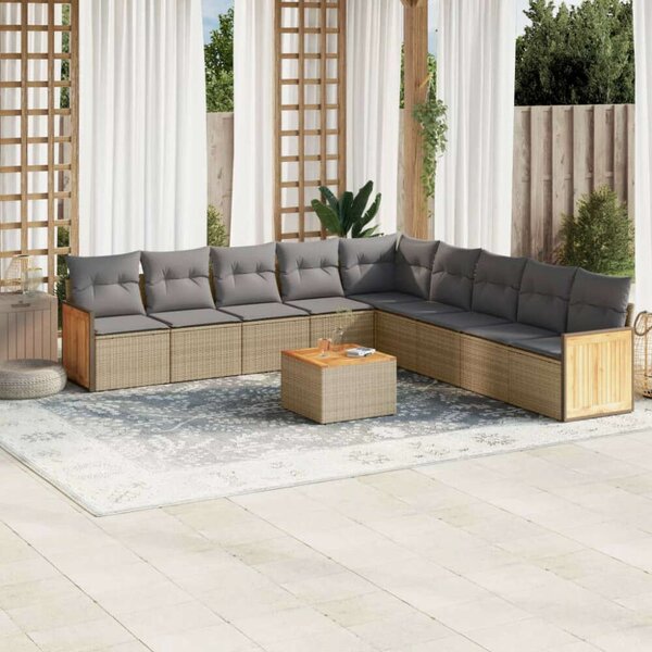 VidaXL Polyrattan Kerti Ülőgarnitúra - 10 részes - Bézs