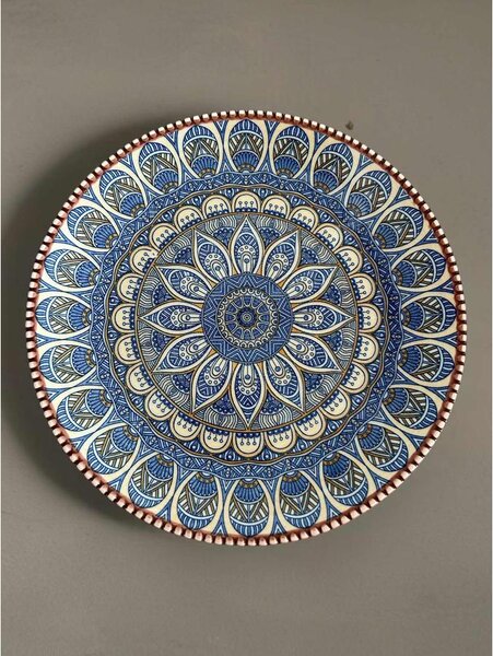 "Cenefas Azul" mediterrán kerámia lapos tányér (20 cm)