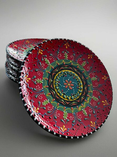 Piros lapos tányér 26 cm – "surtido color"