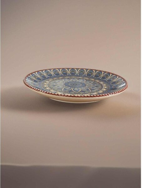 "Cenefas Azul" mediterrán kerámia lapos tányér (20 cm)
