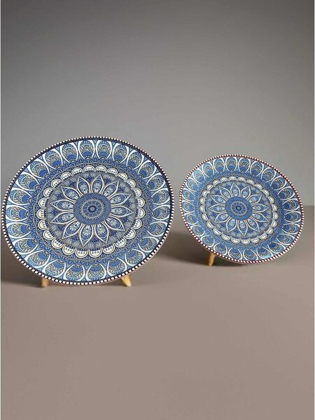 "Cenefas Azul" mediterrán kerámia lapos tányér (20 cm)
