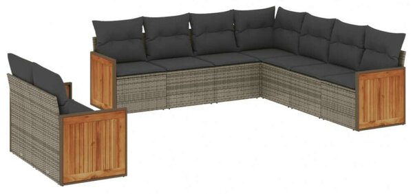 VidaXL Polyrattan Kerti Ülőgarnitúra - 9 részes - Szürke
