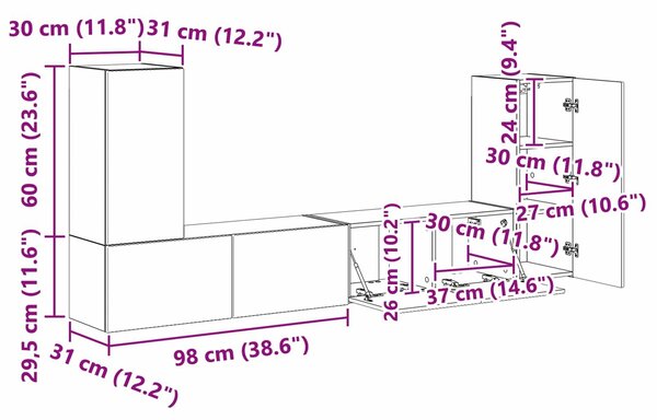 VidaXL 4 pcs Artisan tölgy